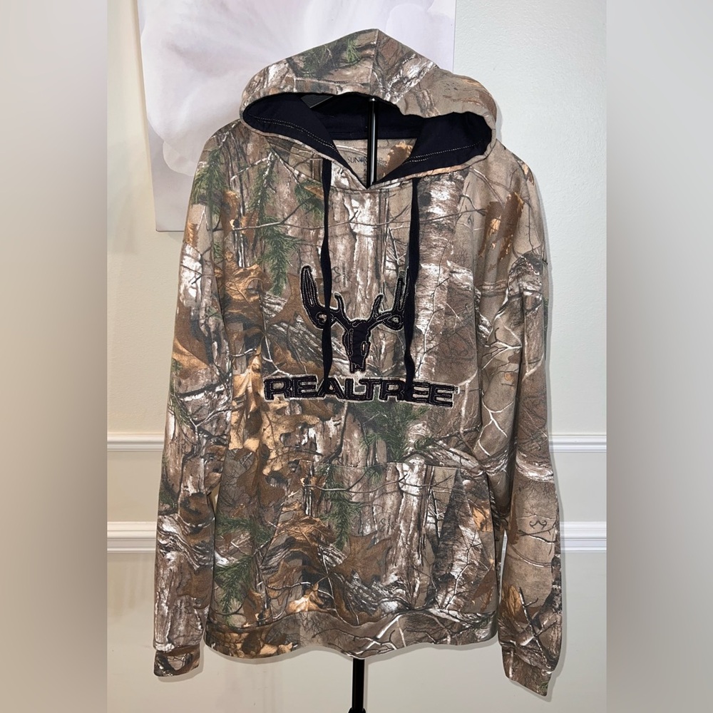 RealTree Men’s Camo Pullover Hunting Sweatshirt Fleece Logo Hoodie! Size XL.